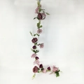 Artificial pink and purple rose vine garland with green leaves for home wall decoration - Fuschia