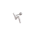 Silver wave shaped stainless steel stud earring with sparkling zircon stones - Wave Geometric Style (5#)