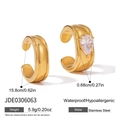 Detailed size and specs of waterproof 18K gold teardrop zircon ear cuffs in stainless steel - Waterdrop Zirconia Ear Cuff Set (JDE0306063)