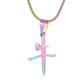 Collana con ciondolo carattere cinese bue dai colori arcobaleno e catena a serpente - Pendente Arcobaleno (Senza Catena) (KP100156)