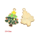 Christmas tree alloy pendant with green enamel and gold back for DIY jewelry making - Christmas Tree with Star Top (A3-083)