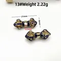 Tibetan silver vajra pestle charm with gold and blue enamel for DIY jewelry making - Enamel Vajra Pestle (13#) / Gold + Blue Enamel