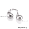 Bague double goutte minimaliste en acier titane argenté avec finition polie miroir - US 7 / Style Lisse Miroir / Couleur Acier
