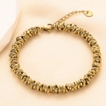 Retro gold finish stainless steel woven ring chain bracelet with lobster clasp - Gold (O110)