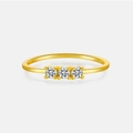 Minimalist S925 sterling silver three-stone ring with gold finish and round cut crystals - Mmr196 (18k Gold) / Size 6