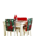 Christmas chair cover set with green and red plaid reindeer and snowflake patterns - Christmas Green Reindeer