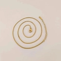 Classic gold box chain necklace with lobster clasp and adjustable link in a spiral layout - Gold Box Chain