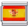 Modular stainless steel bracelet link featuring a Spanish flag rectangular charm - 0416 - Flag - Spain