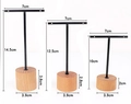 Black T-shape metal earring display set with wooden bases in three varied sizes - 2-Hole Round Base 3pcs Set: Black
