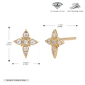 Detailed macro view showing dimensions and 925 silver stamp of zircon star stud earrings - 925 Silver Yellow Gold Plated / Gold