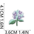 Detailed view of floral embroidery patch with precise dimensions 4.1cm by 3.6cm - No.5 (Purple Hydrangea)