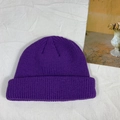 Classic purple knitted beanie with thick texture for autumn and winter outdoor warmth - One Size / Violet