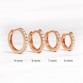 Rose gold hoop earrings with white zircon in four sizes from 6mm to 9mm for women - 6mm / Rose Gold / White Zirconia