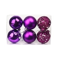 Set of six purple Christmas balls with shiny, matte and hollow designs in box - Purple (openwork)