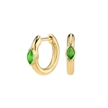 Boucles d'oreilles créoles dorées avec zircon vert taille marquise et fini or 18 carats - Vert