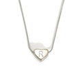 Polished heart-shaped necklace with letter R engraving on a steel snake chain - Letter R (S143S-R)
