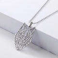 Men's fashion wolf head hollow necklace with silver metal bead chain on white background - Wolf Head Necklace / Silver