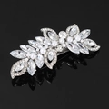 Elegant silver hair clip with crystal leaves and white pearls for wedding hairstyles - Style D - Hair Clip Silver