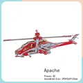 3D wooden puzzle of Apache helicopter with 82 pieces in red, white and natural wood finish - Apache Helicopter T