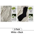 2-pair set of thin silk slouch socks in solid black and white colors for women - 2 Pairs Pack / White + Black