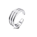 Minimalist S925 sterling silver triple-layer open toe ring with a polished metallic finish - Platinum Plated 925 Sterling Silver / Style 3
