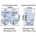 Silicone mold for irregular coasters and holder set with detailed measurements - 4-Cavity Coaster Mold and Stand Mold Set