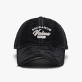Distressed black cotton baseball cap with vintage 1976 letter embroidery for sports - Black