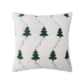 White plush Christmas pillowcase featuring green embroidered trees for festive sofa decor - Green Tree on White / 30*50cm Without Core