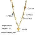 Gold-plated stainless steel necklace with freshwater pearl and heart charms for women - [XKN1266] Pearl Colorful Stone Heart Necklace Gold