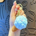 Portachiavi gelato in peluche azzurro con stelle e cono marrone lavorato - Blu Mirtillo