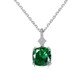 Lussuosa collana in argento S925 con pendente in zircone verde quadrato e dettagli pavé - Stile Verde Smeraldo (DY190337-S-W-GN) / Argento 925
