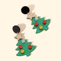 Green Christmas tree acrylic earrings with gold star topper and glitter decorations - Christmas Green Christmas Tree Style