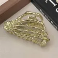 Gothic gold skeleton hand hair claw clip in polished metal alloy for women - Exquisite Skeleton Hand Claw / Gold
