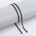 Minimalist black stainless steel Cuban link chain necklace with a sleek matte finish - 4MM Black / Bracelet