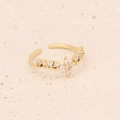Macro detail of gold-plated cross ring with micro-pave cubic zirconia on a textured surface - Adjustable Open / Cross Flower Zircon Style (8#)