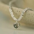 Elegant S925 sterling silver snake chain necklace with round brown zircon pendant charm - Silver Green Zircon