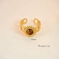Macro shot of 15mm vintage sunburst ring with tiger eye stone and Cuban link band - Sun Tiger Eye Open Ring (15mm)