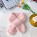 Pink faux rabbit fur scarf with a soft plush texture and crossed warm wrap design - Plain Light Pink (No Cartoon)