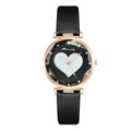 Detail of faceted glass watch face with heart pattern and rhinestone accents - Black