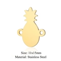 Ananas-Verbinder aus goldenem Edelstahl, 11x15mm, mit zwei kleinen Befestigungsringen - Ananas (5 Stk./Pack) / Gold