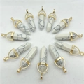 Twelve white marble pattern hexagonal stone pendants with golden metal caps in a circular layout - White Turquoise / Pendant Only (Without Chain)