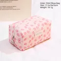 Pink lace pattern pillow cosmetic bag with silver shell pendant zip and brand label - Pink Pillow Bag