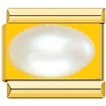 Italian modular charm link in gold finish featuring a large white oval pearl inlay - A0485 - Large Oval White Pearl Gold