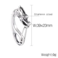 Retro stainless steel dragon head clasp keychain accessory, size 39x23mm and 9g weight - Dragon Head Style (KLJ8552-KJX)