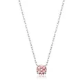 Halskette aus S925 Sterlingsilber mit achteckigem rosa Edelsteinanhänger in 4-Krallen - 6mm / S925 Sterling Silber Rosa Diamant (6MM)