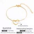 Pulsera de cadena de serpiente en acero inoxidable dorado con dije de corazón - Cadena de Serpiente con Colgante de Corazón (SL41019) / Chapado en Oro de 18K / Dorado