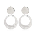 Boucles d'oreilles pendantes géométriques argentées à la mode avec motif de disque rond - Style 1 (Double Cercle) / Argent