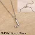 Silver stainless steel letter J pendant necklace with adjustable chain and lobster clasp - Silver Letter J (KN287057-Z)