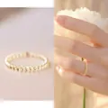 Natural yellow citrine faceted beaded ring with crystal beads for a lucky elegant look - One Size(Elastic) / Faceted Citrine Ring