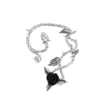 Γοτθικό σκουλαρίκι ear cuff με μαύρο τριαντάφυλλο και ασημένια αγκάθια - Μικρό Σκουλαρίκι Αγκάθι Τριαντάφυλλο (10445)